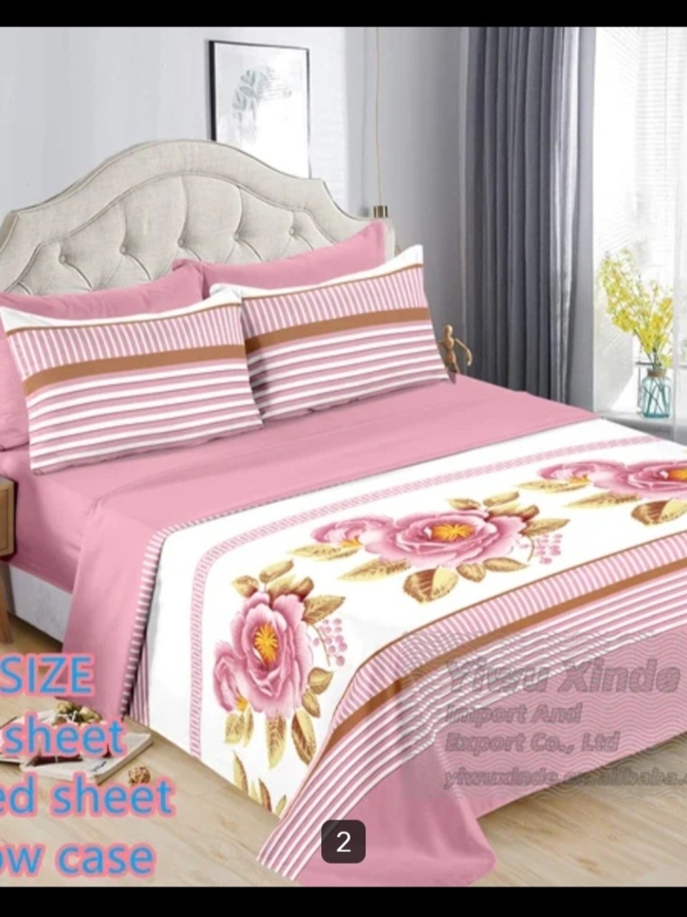 Liliana Pink Floral & Stripe Bed Sheet Set